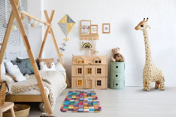 Kinderteppich Farbige Holzwürfel