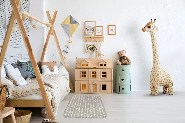 Kinderteppich Fahrzeuge in einem Muster