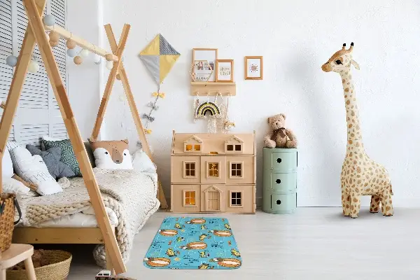 Kinderteppich Teddybär in einem Ballon für Kinder