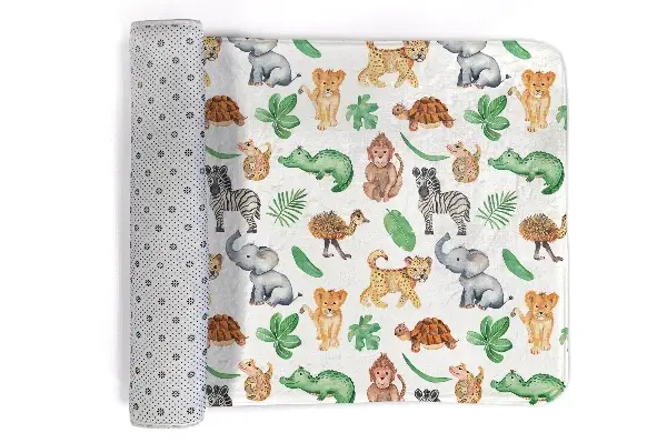 Kinderteppich Tiere und Blätter
