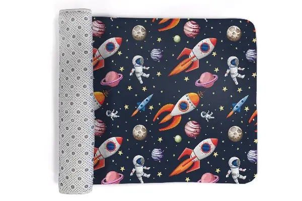 Kinderteppich Weltraum und Raketen