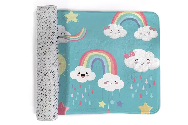 Kinderteppich Wolken und Regenbögen