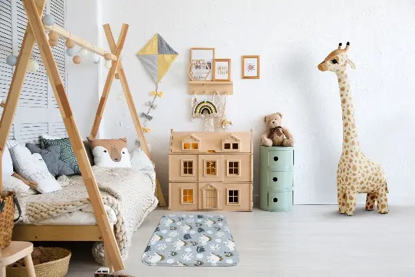 Kinderteppich Dinosaurier und Wolken