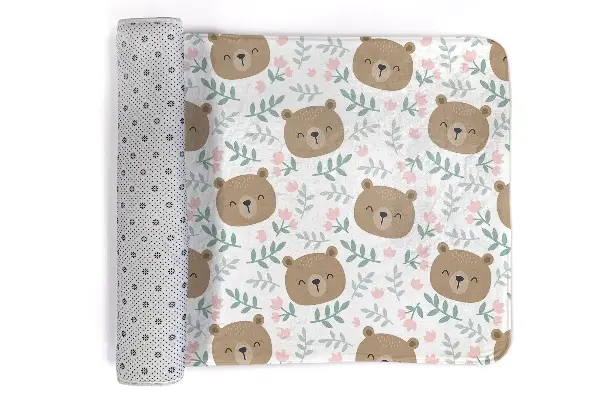 Kinderteppich Teddybären und Blumen