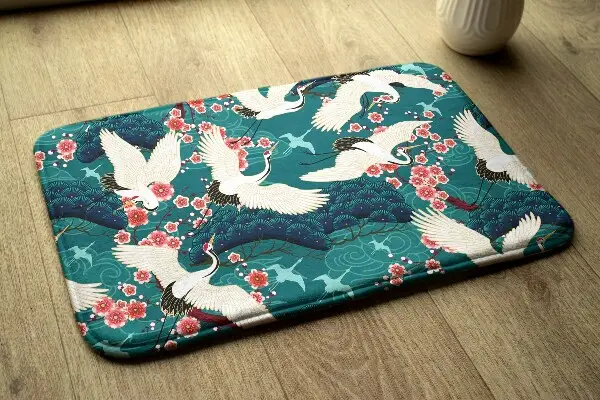 Teppich Kraniche und Blumen