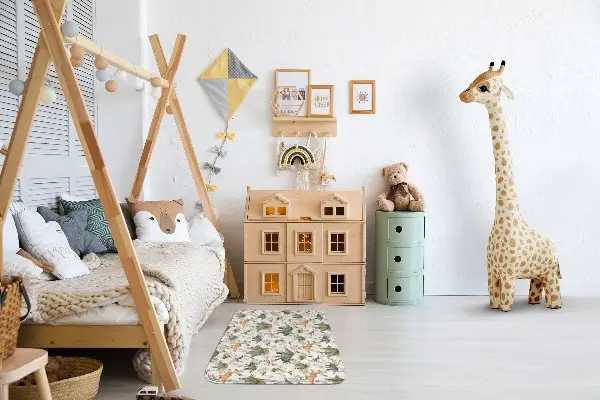 Kinderteppich Dinosaurier und Pflanzen