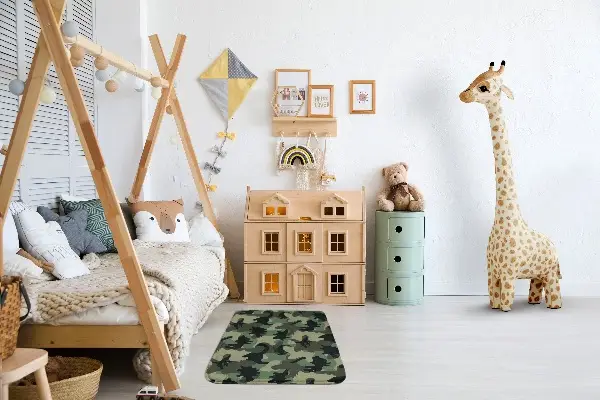 Kinderteppich Dinosaurier auf Camouflage