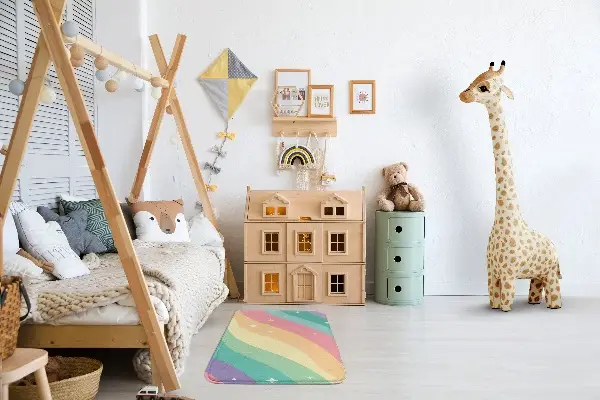 Kinderteppich Bunte Regenbogenwellen