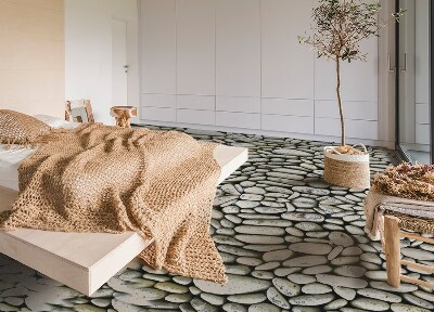 Teppich auf pvc Kieselsteine