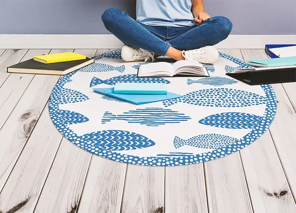 Runder vinyl teppich läufer Fisch