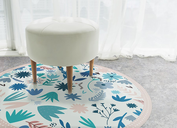 Runde vinyl teppich läufer Wiesenblumen