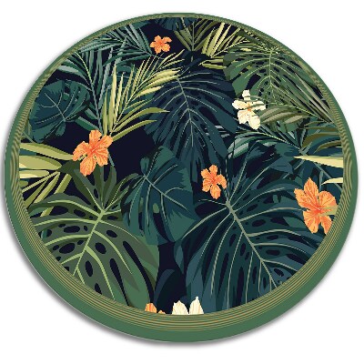 Runde teppich auf pvc tropische Blätter