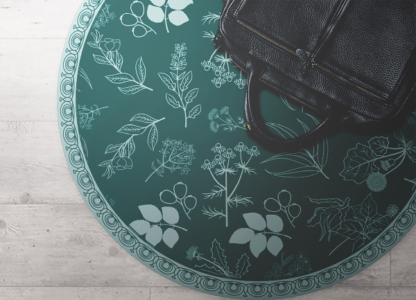 Runde vinyl teppich läufer Botanische Blumen