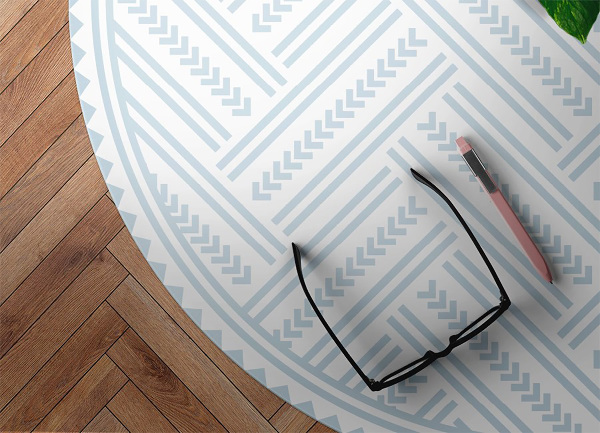 Runder vinyl teppich Herringbone Zickzack