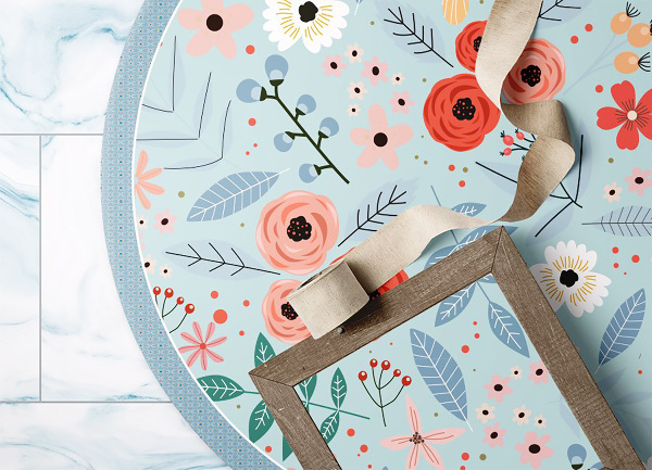 Runde vinyl teppich Wiesenblumen