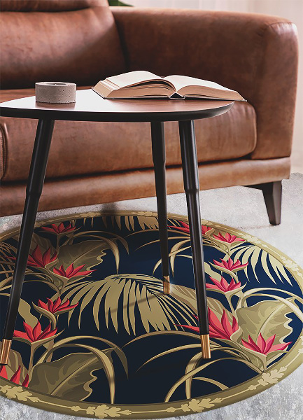 Runde vinyl teppich läufer exotische Vegetation