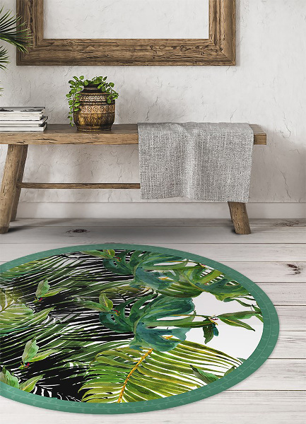 Runder vinyl teppich Exotische Blätter