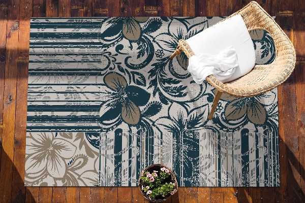 Teppich terrasse Blumen und Linien
