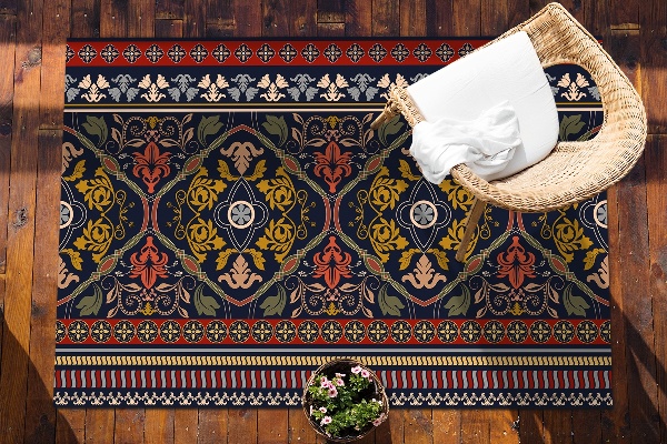 Teppich außenbereich Blumenboho-Muster