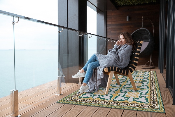 Teppich terrasse Boho-Stil