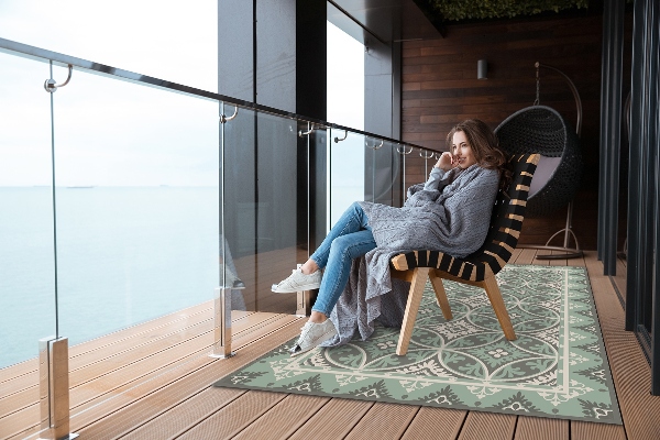 Teppich terrasse Retro-Radmuster