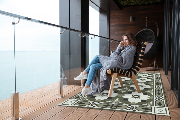 Teppich terrasse Gefliestes geometrisches Muster