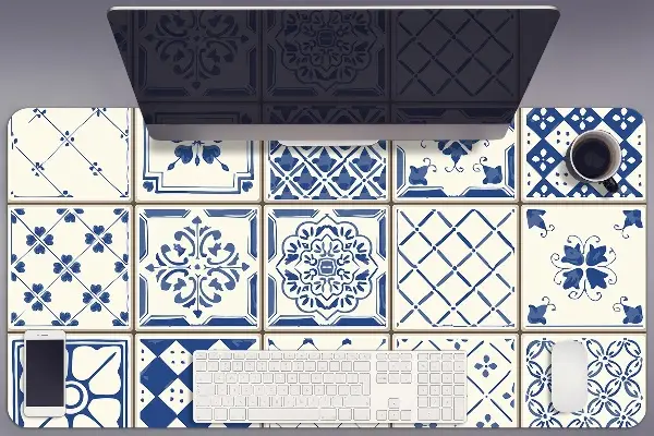 PVC Schreibtischmatte Blaue Fliesen