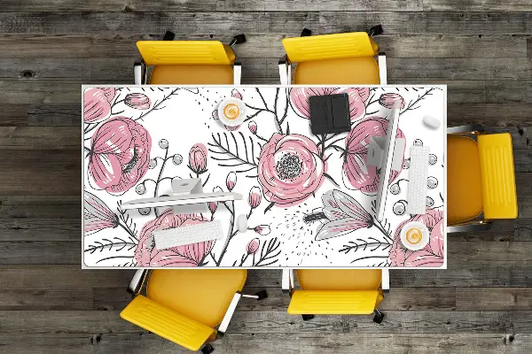 Büro-Schreibtischmatte Pastellrosenkunst