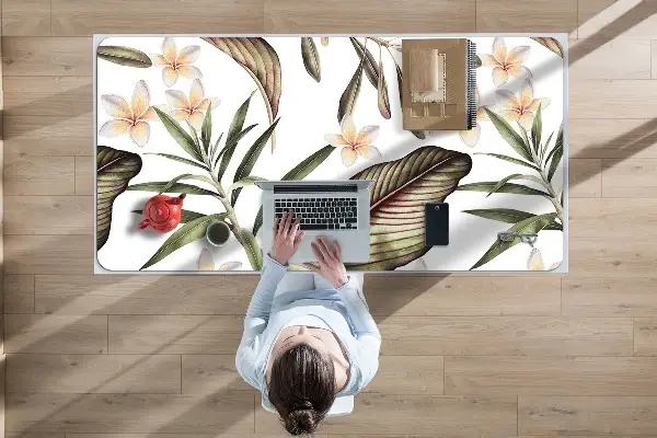 Schreibtisch Unterlegmatte Blätter und Blumen