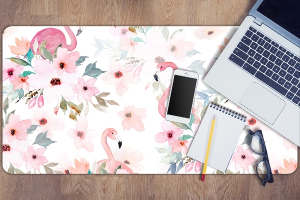 Schreibtisch Unterlegmatte Flamingos Blumen