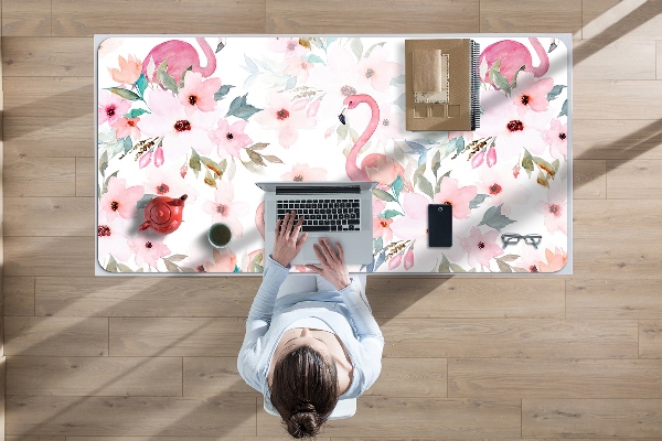 Schreibtisch Unterlegmatte Flamingos Blumen