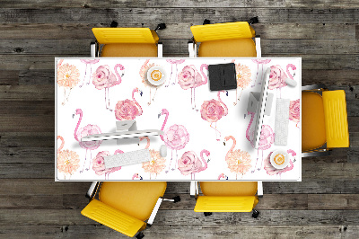 Schreibtisch Unterlegmatte Flamingos und Blumen