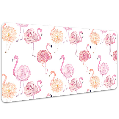 Schreibtisch Unterlegmatte Flamingos und Blumen