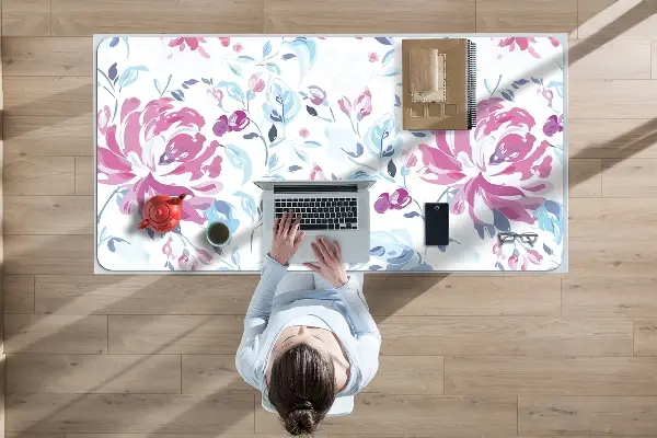 Schreibtisch Unterlegmatte Lilane Blumen