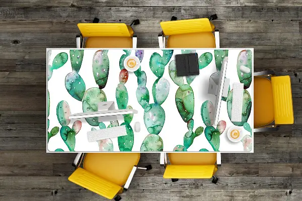 Büro-Schreibtischmatte Aquarellkakteen