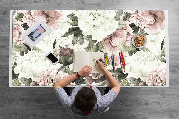 Büro-Schreibtischmatte Weinleseblumenstrauß von Rosa