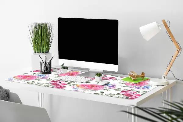 Schreibtisch Unterlegmatte Pinke Blumen