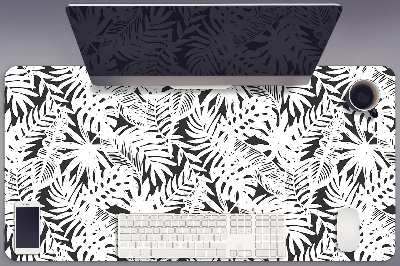 Schreibtisch Unterlegmatte Schwarz-Weiß-Blätter