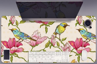 Schreibtischunterlage Blumen und Vögel