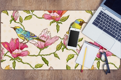 Schreibtischunterlage Blumen und Vögel
