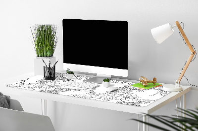 Schreibtischunterlage Schwarze und weiße Blumen