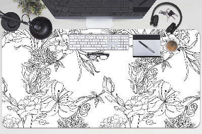 Schreibtischunterlage Schwarze und weiße Blumen