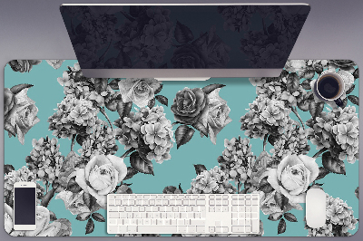 Schreibtisch Unterlegmatte Schwarze und weiße Rosen