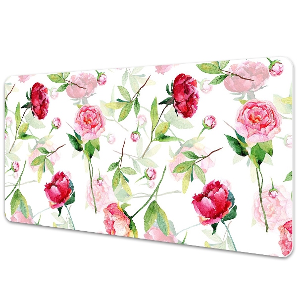 PVC Schreibtischmatte rote Blumen