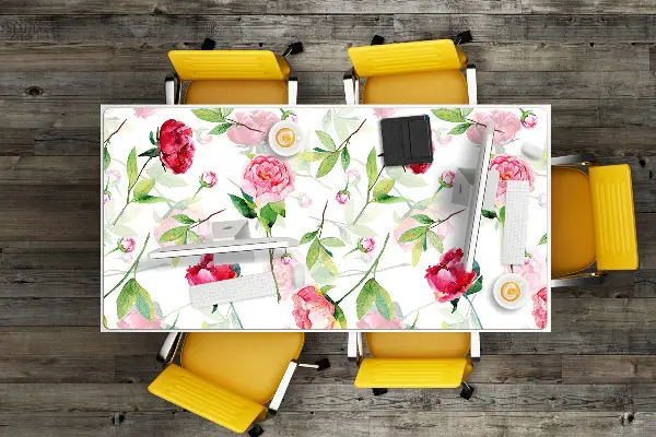 PVC Schreibtischmatte rote Blumen