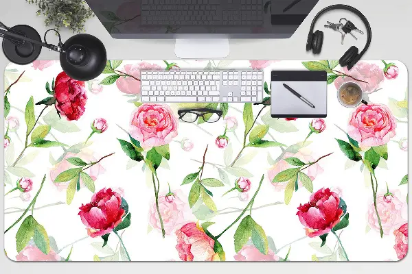 PVC Schreibtischmatte rote Blumen