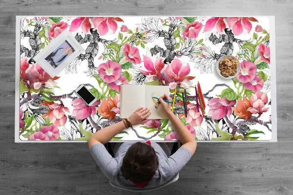Schreibtisch Unterlegmatte Aquarellblumen