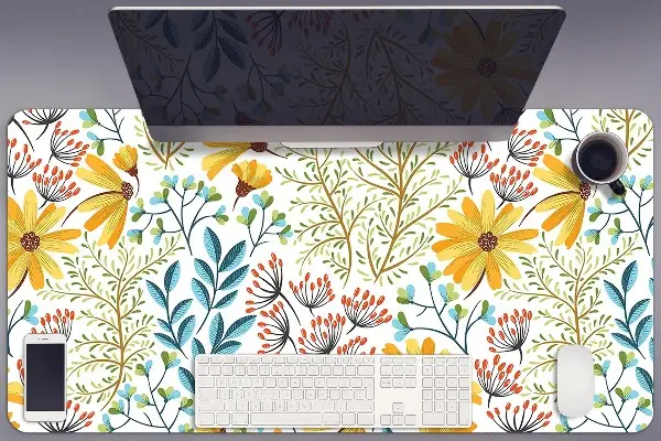 Büro-Schreibtischmatte Blumenmalerei.