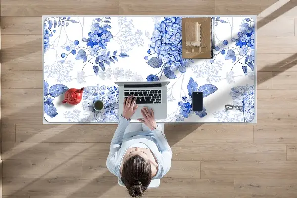 Schreibtisch Unterlegmatte Blaue Hortensie