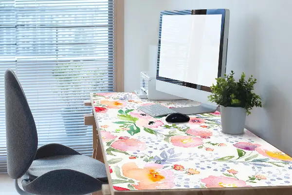 Büro-Schreibtischmatte Pastellblumen